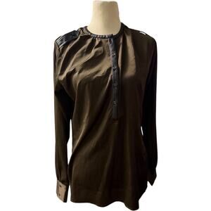 Express Dark Green Blouse. Size Medium. Faux leather accents ,